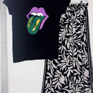 Rolling Stones Black Graphic T-Shirt and pant set size medium both
